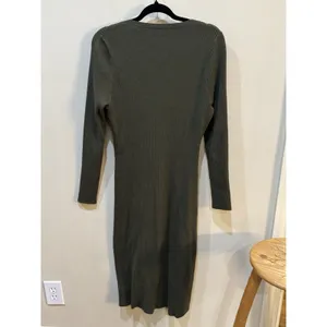 L'Agence Maci Button Duster Cardigan Ribbed Sweater Dress in ivy green Size XL thumbnail 3