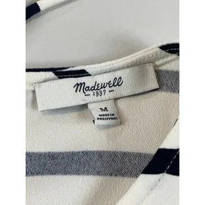 Madewell Striped Sleeveless Top Size M Cream & Black High Low Hem thumbnail 2