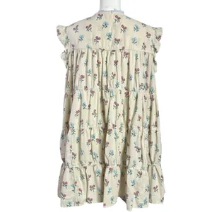 Free People Bohemian Prairie Sundown Mini Dress Tunic Top Ivory Combo Large thumbnail 10