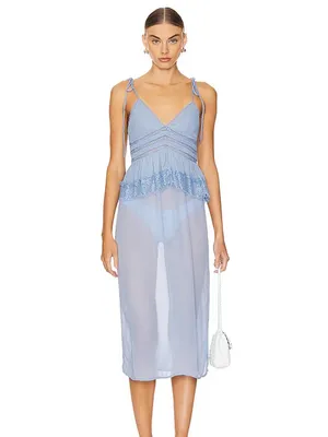 NWOT Free People Women’s Intimately x Revolve Kiki Slip in Chambray Blue thumbnail 7