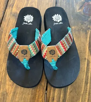 Yellow Box Teal & Multicolor Woven Strap Sandals thumbnail 1