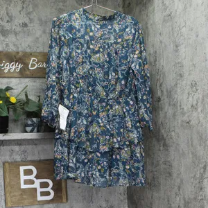 NWT City Studios Juniors Tiered Chiffon Fit & Flare Dress Teal Blue / Rust XL thumbnail 5