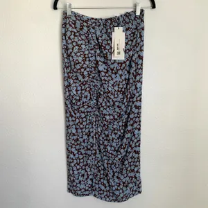 NWT Zara Draped Floral Print Skirt Brown‎ Blue thumbnail 7
