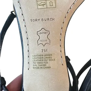 Tory Burch Metal Miller‎ Ankle Strap Sandals Black Gold Medallion 7 thumbnail 9