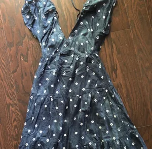 Madewell blue tiered dress thumbnail 1
