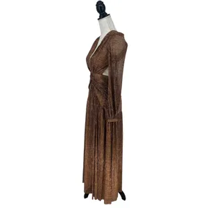 Gianni Bini Hazel‎ Metallic Chiffon Bronze Cutout Maxi Dress Size 2 NWT thumbnail 8