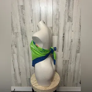 Hollister Floral Polka Dot Scarf Bandana Wrap – Green Blue Pink – One Size – NWT thumbnail 2