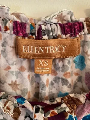 Ellen Tracey Brown Multi Color Cap Sleeve Ruffle Dress Extra Small thumbnail 5