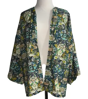 Floral Kimono Cardigan Green Size XL thumbnail 1