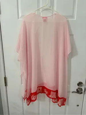 Juicy Couture Light Pink Sheer Kimono with Red Logo Hem thumbnail 4