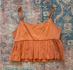 Anthropologie Orange Ruched Top Maeve thumbnail 1