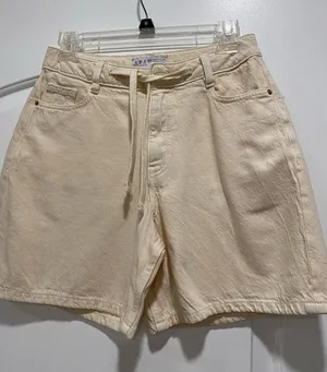 Primark Cream Drawstring Cotton Shorts size 4 thumbnail 1