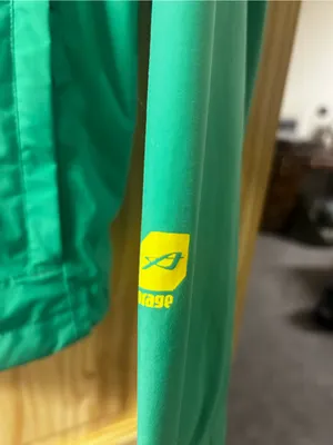 Orage Green Hooded Rain Jacket with Yellow Accents thumbnail 2