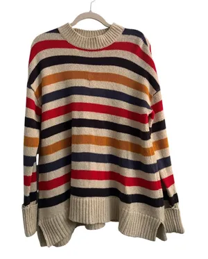 BDG Striped Crew Neck‎ Sweater M Beige Red Black Blue Ochre Long Sleeve thumbnail 1