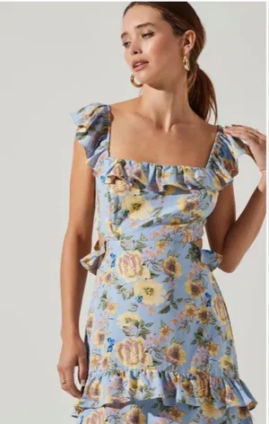 ASTR The Label Lysette Floral Ruffle Cutout Maxi Dress thumbnail 2
