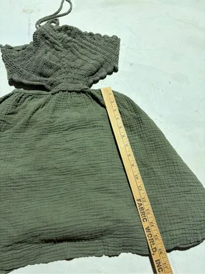 Aerie Olive Green Halter Cotton Dress medium thumbnail 3