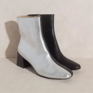 Oasis's Society Color Block Silver Black Anke Boots(Size 8.5) Silver thumbnail 5