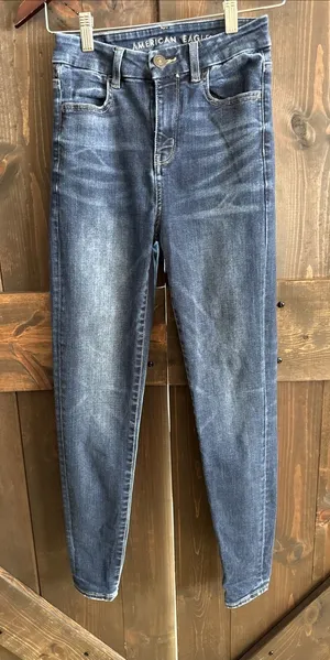 American Eagle‎ AE Next Level Stretch Curvy High Rise Jegging Dark Wash Size 0 thumbnail 1