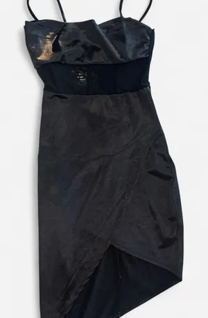 Windsor Black Sheer Boning Corset Dress Mesh Overlay Cocktail Bodycon Size S thumbnail 1