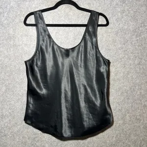 Vintage Lucie Ann II Black Satin Camisole Lingerie Tank Top Size 38 USA thumbnail 7