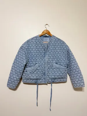 NEW Blank NYC Quilted Heart Jacket Size Small NWT Blue thumbnail 2