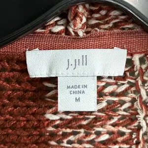 J Jill Dolman Nubby Pink Brown Marled Striped Spring Cardigan Sweater Sz M thumbnail 2
