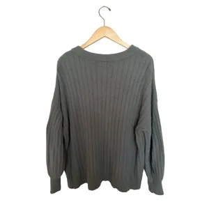 Aerie American Eagle Oversized Soft Crewneck Sweater Size S Green Ribbed Knit thumbnail 5