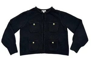 J.Crew Emilie Sweater Lady Jacket Women Medium Black Excellent Gold Button Wool thumbnail 1
