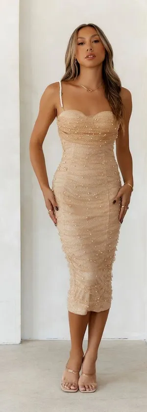 Hello Molly Magical Connection Midi Dress in Gold Size 8 New with tags thumbnail 1