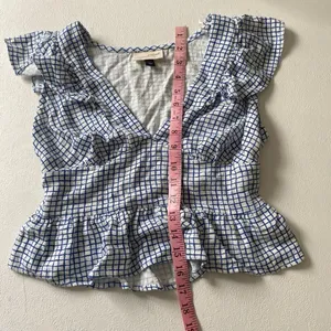 Universal Threads Blue Check Ruffle Peplum Top Small thumbnail 6