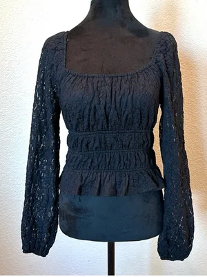 Black Lace Peplum Long thumbnail 3