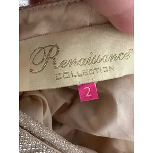 Renaissance Collection Gown Dress 2 Champagne Gold Metallic Lace Up Formal Prom thumbnail 3