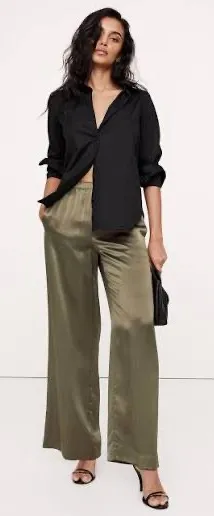 NWT Banana Republic Silk Pull-On Wide Leg Pant thumbnail 1