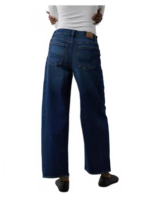 AE Dreamy Drape Strigid Barrel Jean American Eagle NWT Dark Rich Indigo 00R thumbnail 2