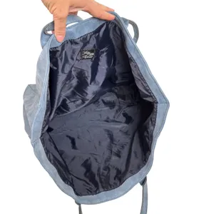 Saks Fifth Avenue Lg Dusty Blue Faux Suede Tote Shoulder Bag Minimalist Commuter thumbnail 6