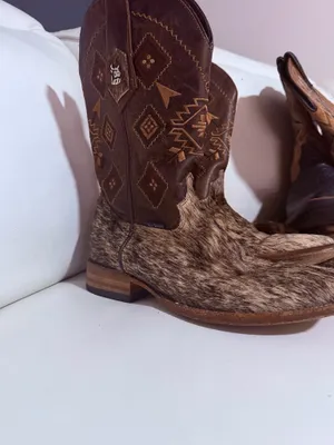 Rock’em Cowhide Cowboy Boots Men’s Size 8 Brown thumbnail 2