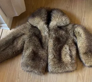 Mango Brown Faux Fur Coat thumbnail 1