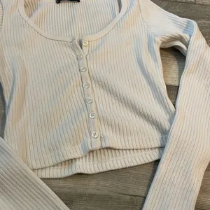 Brandy Melville Cream Button Down Crop Top thumbnail 3