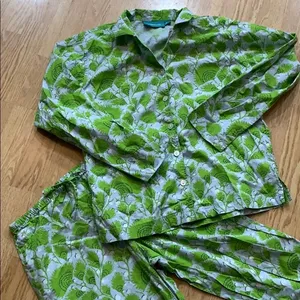 Needham Lane XS Green & Blue Palm Frond Pajamas thumbnail 1