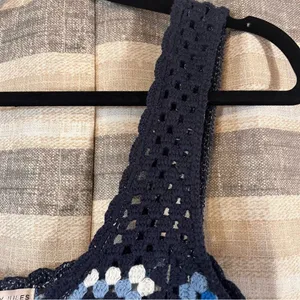 Sincerely Jules Blue‎ Crochet Crop Top Size Medium Blue thumbnail 4