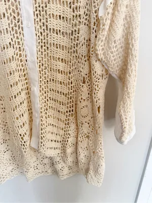 Zara Contrasting Crochet Top Size M thumbnail 5