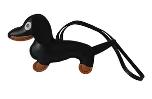 Black & Tan Faux Leather Dachshund Dog Bag Charm Purse Keychain thumbnail 1