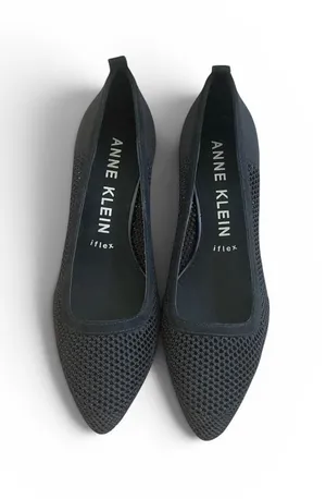 Anne Klein Akreva Black‎ Mesh iflex Kitten Heel Pointed Toe Pumps Mens 9.5M thumbnail 1