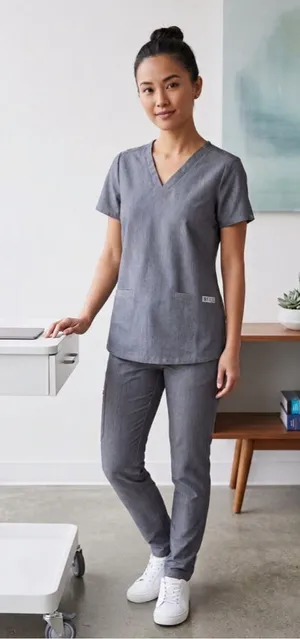 FIGS Casma Scrub Top XXS Grey Heather V-Neck Technical Collection Short Sleeve thumbnail 1