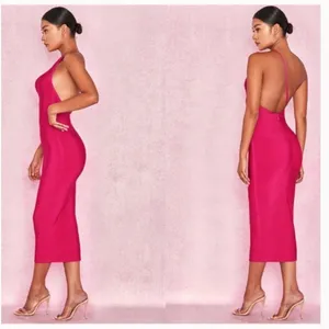 House of CB “Sasha” Hot Pink Midi Bandage Dress‎ NWOT size XS thumbnail 4