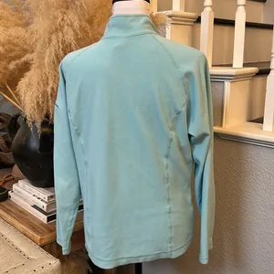 L.L. Bean Womens Aqua Blue Quarter Zip Pull Over Fleece Running Top SZ Medium thumbnail 4