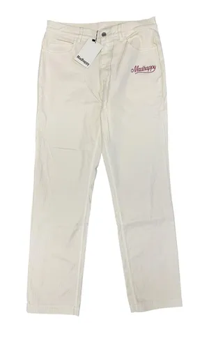 Madhappy Alumni Corduroy Pants Straight Leg Collegiate Embroidered 32 Cream NEW thumbnail 1