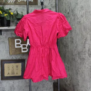NWT And Now This Womens Cutout Fit & Flare Puff Sleeve Dress Pomegranate Red M thumbnail 3