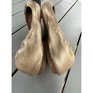 Tory Burch Melinda Ballet Flats Metallic Gold Leather Double T Logo Size 7.5 M thumbnail 10