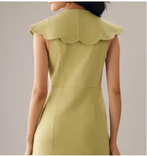 Anthropologie Maeve Scalloped Green Button Down Dress thumbnail 2